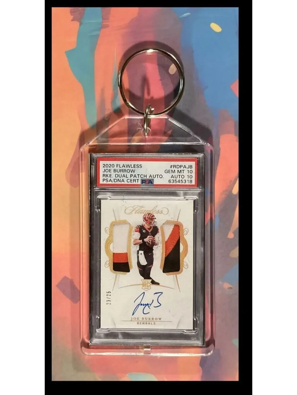 2970 Joe Burrow 2020 Panini Flawless Dual Patch Auto Keychain